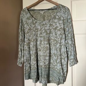 Lucky Brand Olive Paisley Blouse